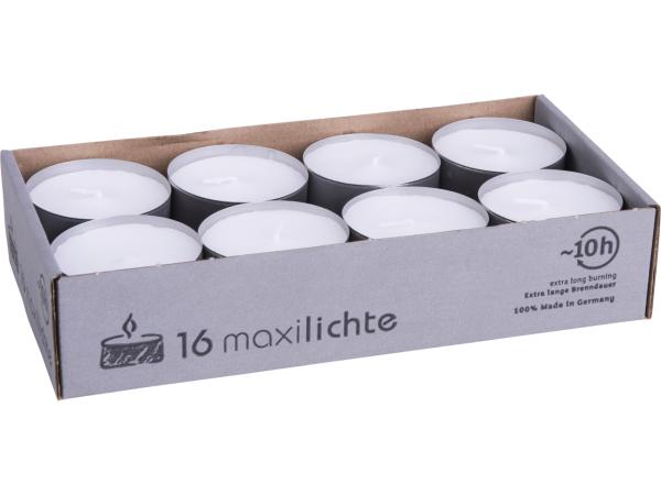Teelichte maxi Alu-Hülle 58mm weiss 16St ca. 10Std Brenndauer D58 H24mm