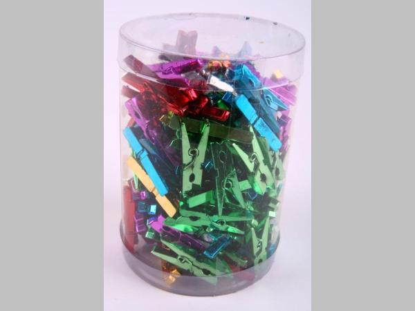 Klammern Kst klein i Dose metallic bunt sort. 150St (Wäscheklammer)
!! Aktionsartikel- Kein Umtausch / Rückgabe möglich !! L3cm