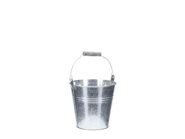 Kübel Zink m Bügel Holzgriff grau D16(11) H15cm