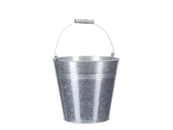 Kübel Zink m Bügel Holzgriff grau D24(17) H21,5cm
