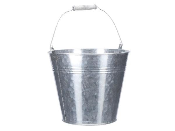 Kübel Zink m Bügel Holzgriff grau D28(20) H25cm