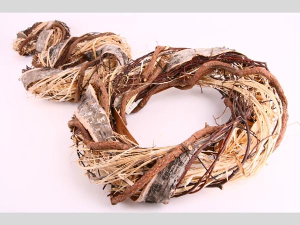 Kranz Zweige Birke/Holzwolle D22cm         D22cm