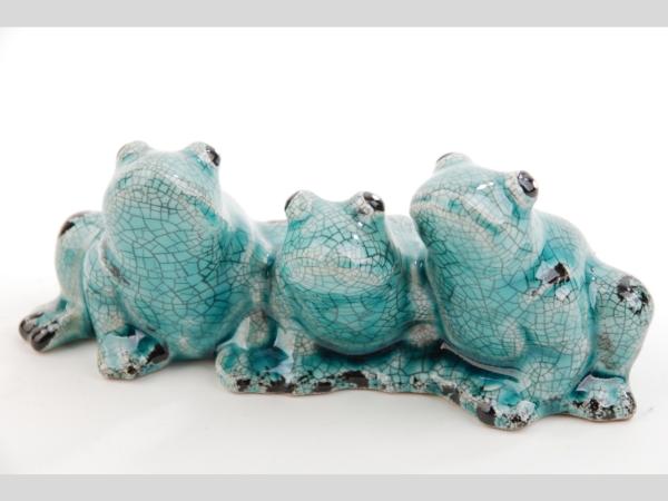 Frosch Keramik 3er-Gruppe sitzend Crackglasur
!! Aktionsartikel- Kein Umtausch / Rückgabe möglich !! L14 B6,5 H6cm