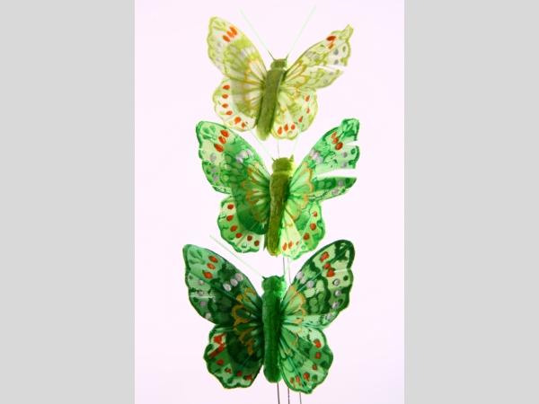 Schmetterling Mini  a Draht 3fb grün sort.   D5 Stab 20cm