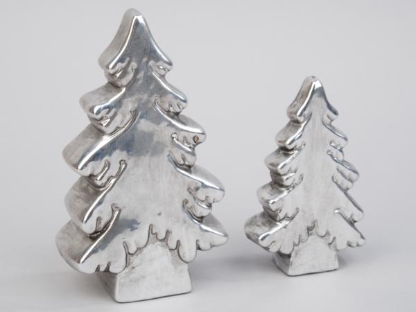 Tannenbaum Porzellan z Stellen versilbert antik   L8 B3,5 H13cm