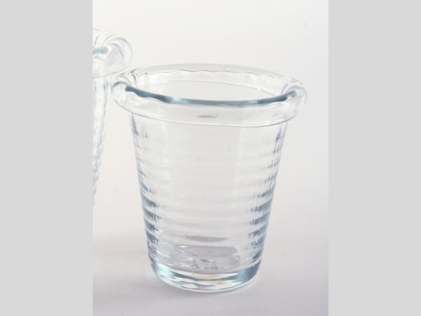 Vase Glas konisch m Rille   D14 H13,5cm