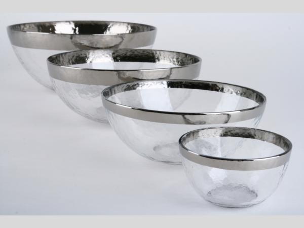 Schale Glas Silberrand
!! Aktionsartikel- Kein Umtausch / Rückgabe möglich !! D25 H10cm