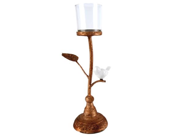 Teelichthalter Metall m Vogel Porzellan Teelichtglas D7cm
!! Aktionsartikel- Kein Umtausch / Rückgabe möglich !! B16 T12 H36cm