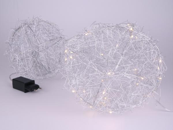 Kugel Draht m LED 20 Lichter mit Netzteil   D20cm
