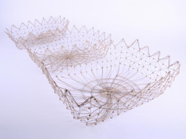 Drahtkorb rechteckig filigran Set3 Draht Messing whitewashed D28/30/35 T20/23