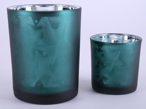 Teelichtglas Schattenspiel Sternmotiv 3D   D10 H12,5cm