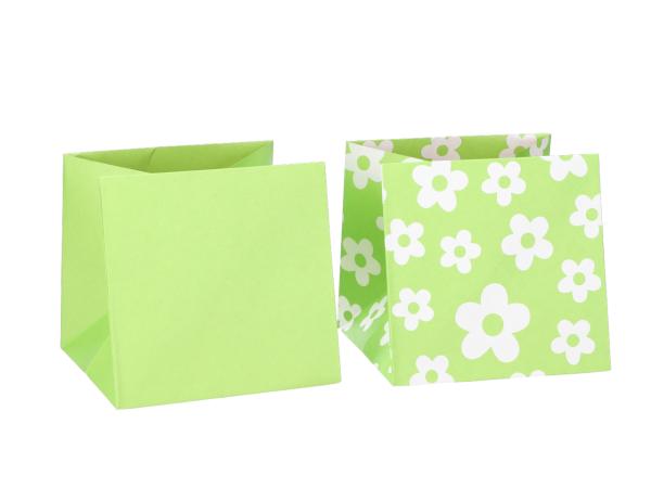 Pflanztasche Papier (innen foliert) 2Mod Uni+Blüte sort   D14 H13,5cm