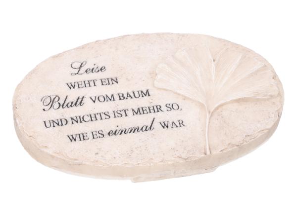 Platte Spruch oval Ginkoblatt  B24 T9 H16cm