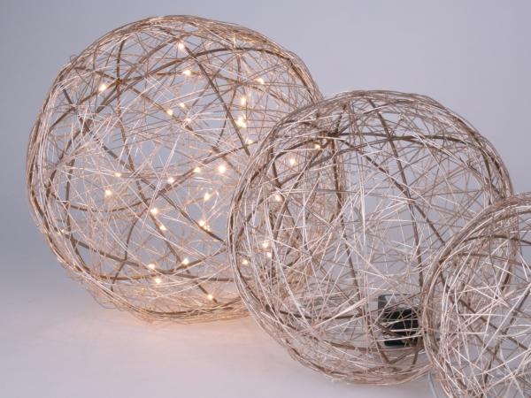 Drahtkugel rosegold LED beleuchtet 15 Lichter warmwhite   D15cm