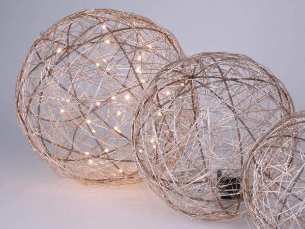 Drahtkugel rosegold LED beleuchtet 25Lichter warmwhite   D20cm