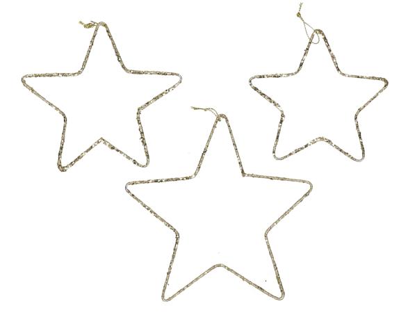 Sortiment Stern Draht Glitter Hänger 3 Größen sort  D10+12+15cm
