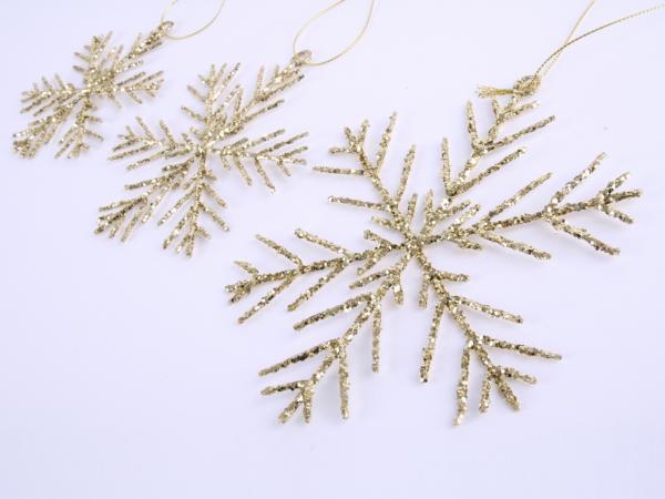 Sortiment Schneeflocke Draht Glitter Hänger 3 Größen sort      D10/12/15cm