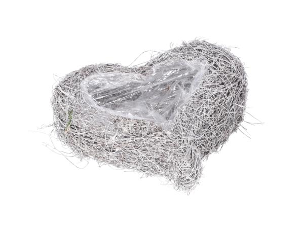 Pflanzherz Luftwurzel white washed  D25 H8cm