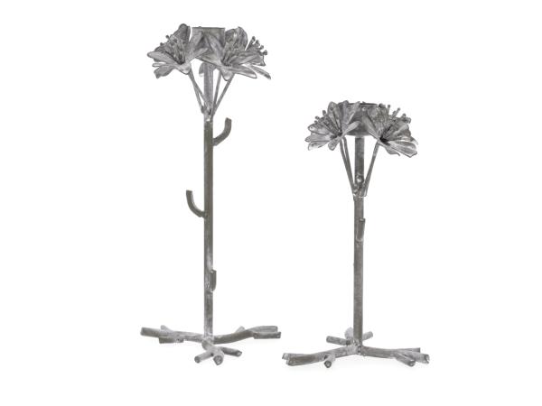 Kerzenhalter Spitzkerze m Blüten Draht-Metall   