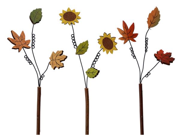 Steckersortiment Herbst Blätter/Sonnenblumen 3Mod   B9 L41cm