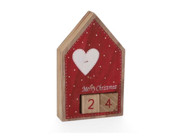 Adventskalender Haus Holz m Holzwürfel Zahlen   B12 T4 H20cm