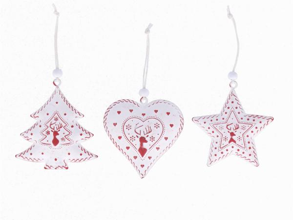 Hänger Blech Hirschmotiv 3Mod Stern/Herz/Tanne   D6-7 L14cm