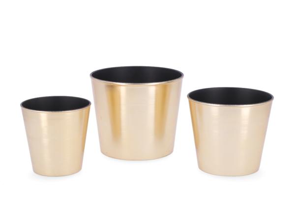 Topf Kunststoff foliert gebürstet D9,5/12,5 H11,5cm