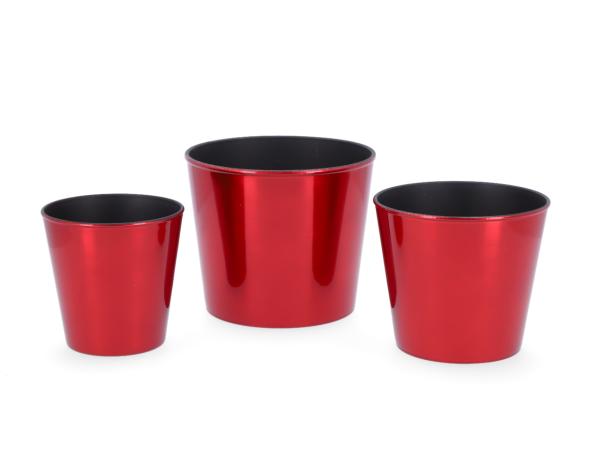 Topf Kunststoff foliert gebürstet D9,5/12,5 H11,5cm