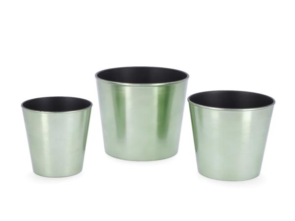 Topf Kunststoff foliert gebürstet  D12/15 H13cm