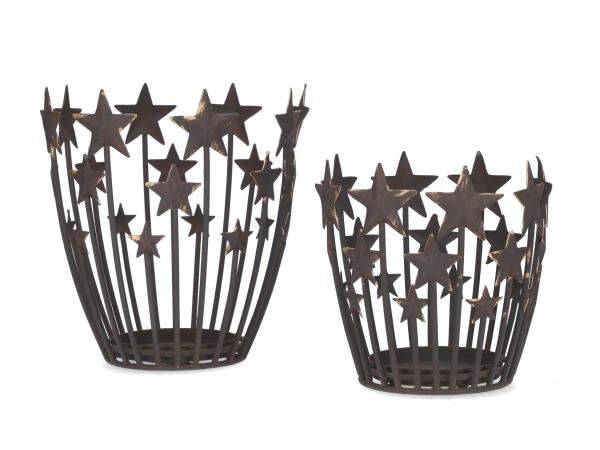 Windlichthalter Metall Sterne Set2 (für Zylinderglas D8,5cm)   D10-17 H15 / D10-18 H20cm
