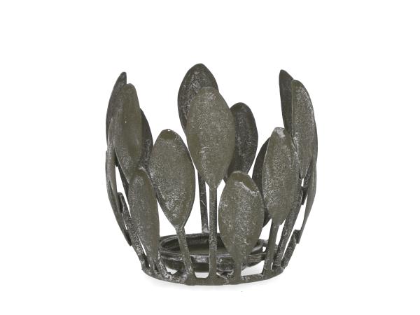 Windlichthalter Metall Blätter (für Teelichtglas D6cm)   D8-11 H11cm