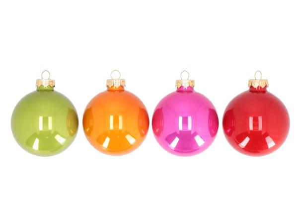 Kugel xmas Glas OPAL 4Farben rd-grn-or-pnk D7,5cm