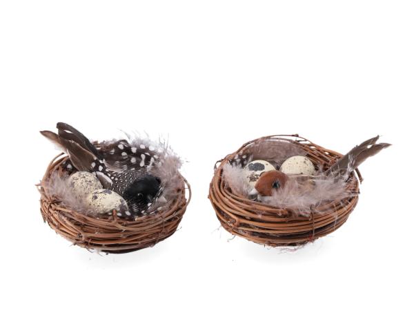 Nest m Vogel/Wachtelei a Clip D10 H5cm