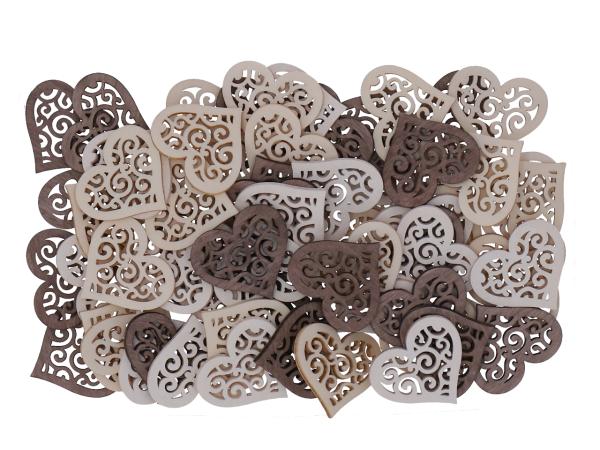 Herz Holz durchbrochen z streuen 72St/Box  D4cm