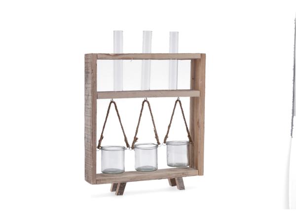 Regalvase Glas x3 (RG D3 H20 / Glas D8 H8cm)
!! Aktionsartikel- Kein Umtausch / Rückgabe möglich !! B39 T7,5 H43/52cm