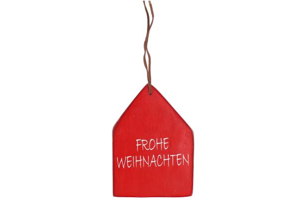 Hänger Haus Holz "Frohe Weihnachten"   