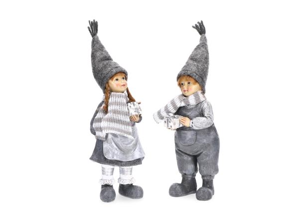 Winterkinder m Geschenk 2Mod Junge/Mädchen   B7 T6 H23cm