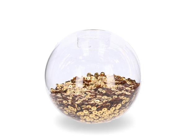 Teelichthalter Kugel Glas m Pailetten   D12 H11cm