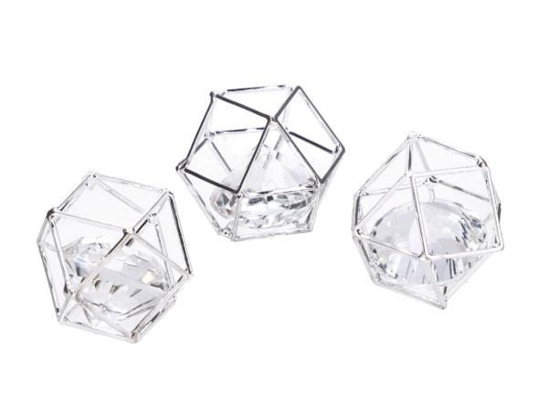 Diamant Kristallglas im Drahtgestell  D2,5cm