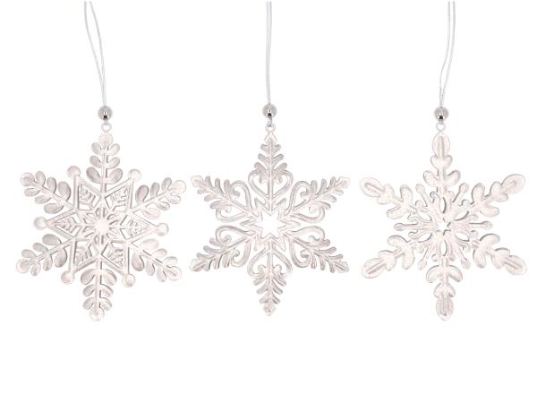 Hänger Blech durchbrochen Schneeflocke 3Modelle D12 L24cm