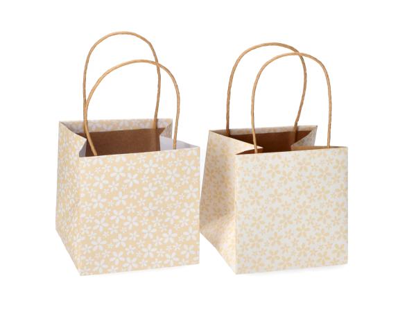 Pflanztasche Papier Blüte m Henkel 2Mod innen foliert 