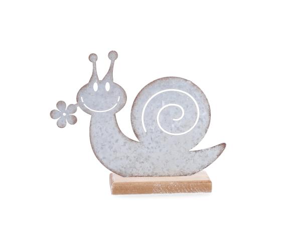 Schnecke Blech a Holzsockel z Stellen
!! Aktionsartikel- Kein Umtausch / Rückgabe möglich !! B18 T4,5 H14cm