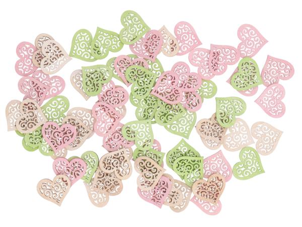 Herz Holz durchbrochen z Streuen 72ST Box   D4cm