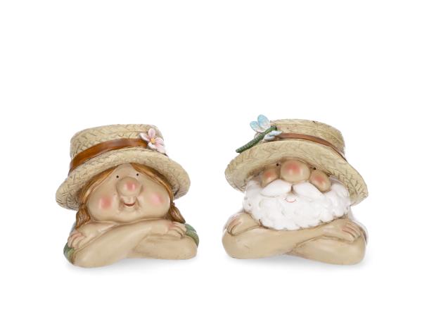 Pflanzkopf Strohhutpärchen 2Mod Polyresin   
