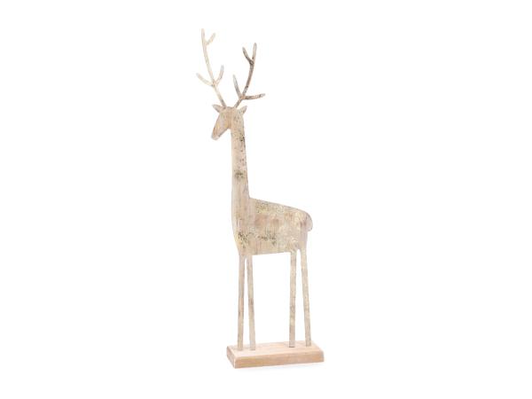 Rentier Blech a Holzsockel z Stellen  B15,5 T6 H45cm