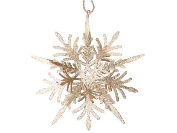 Schneeflocke Blech Glitter z Hängen D15 T4,5cm