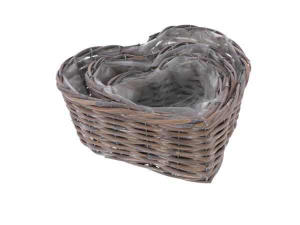 Pflanzherz Rattan gespalten XXL Set2 L50/60 B44/52 H15/18cm