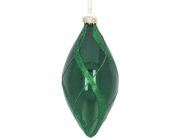 Olive Glas Dekor Glitterstreifen  D6 H12,5cm