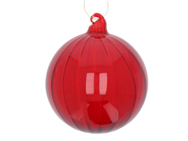 Glaskugel mundgeblasen transparent Rille  