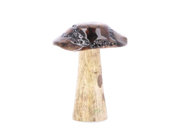 Pilz Mangoholz Kappe emailliert z Stellen L15 B12 H12cm